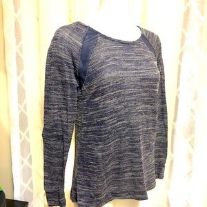 Marked Periwinkle Long Sleeve Tee with Faux Leather Trim